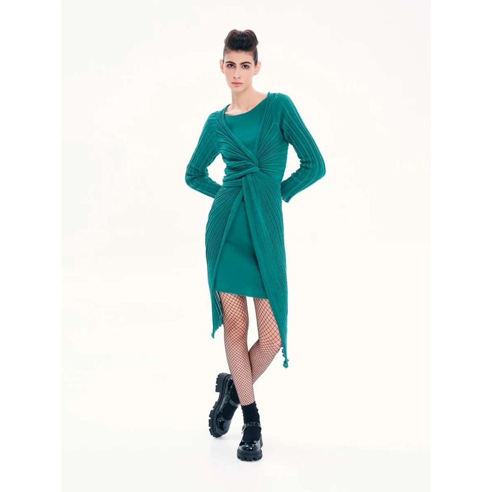 Ioanna Kourbela Basics 100% Cotton Knit Wrap 2550 Green Cardigan OS NEW TAGS